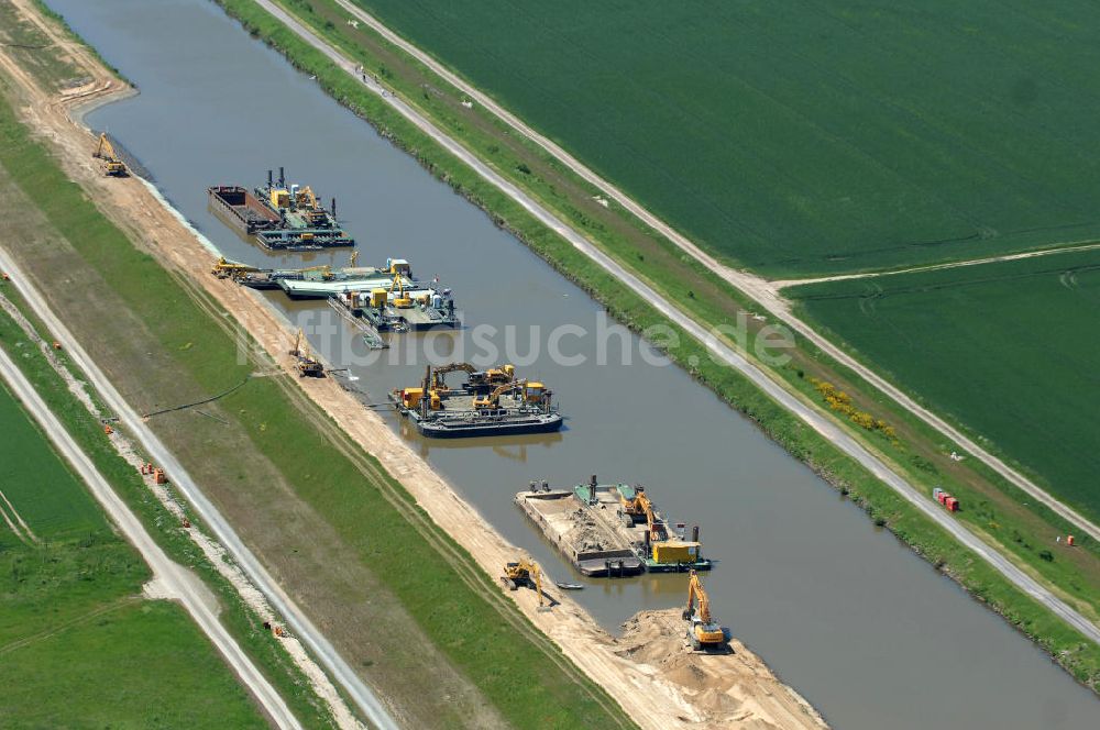 Luftaufnahme Vahldorf - Ausbau der Uferbereiche des Mittelandkanals in Sachsen - Anhalt