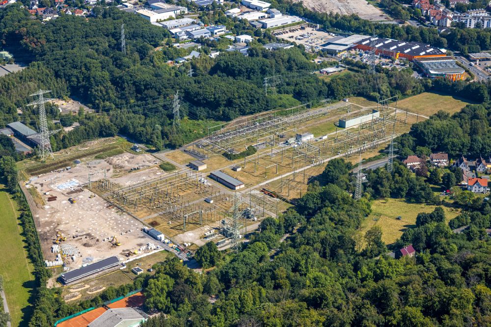 Luftaufnahme Hattingen - Ausbau eines Umspannwerkes in Hattingen im Bundesland Nordrhein-Westfalen, Deutschland