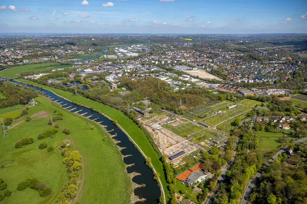 Luftbild Hattingen - Ausbau eines Umspannwerkes in Hattingen im Bundesland Nordrhein-Westfalen, Deutschland
