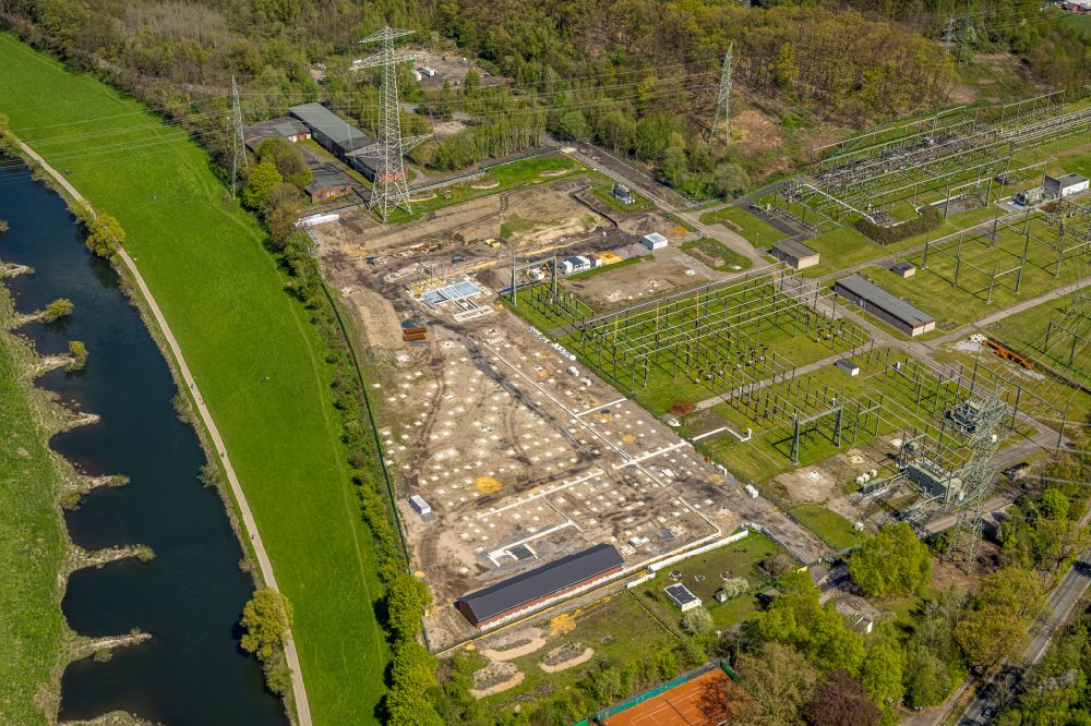 Luftaufnahme Hattingen - Ausbau eines Umspannwerkes in Hattingen im Bundesland Nordrhein-Westfalen, Deutschland