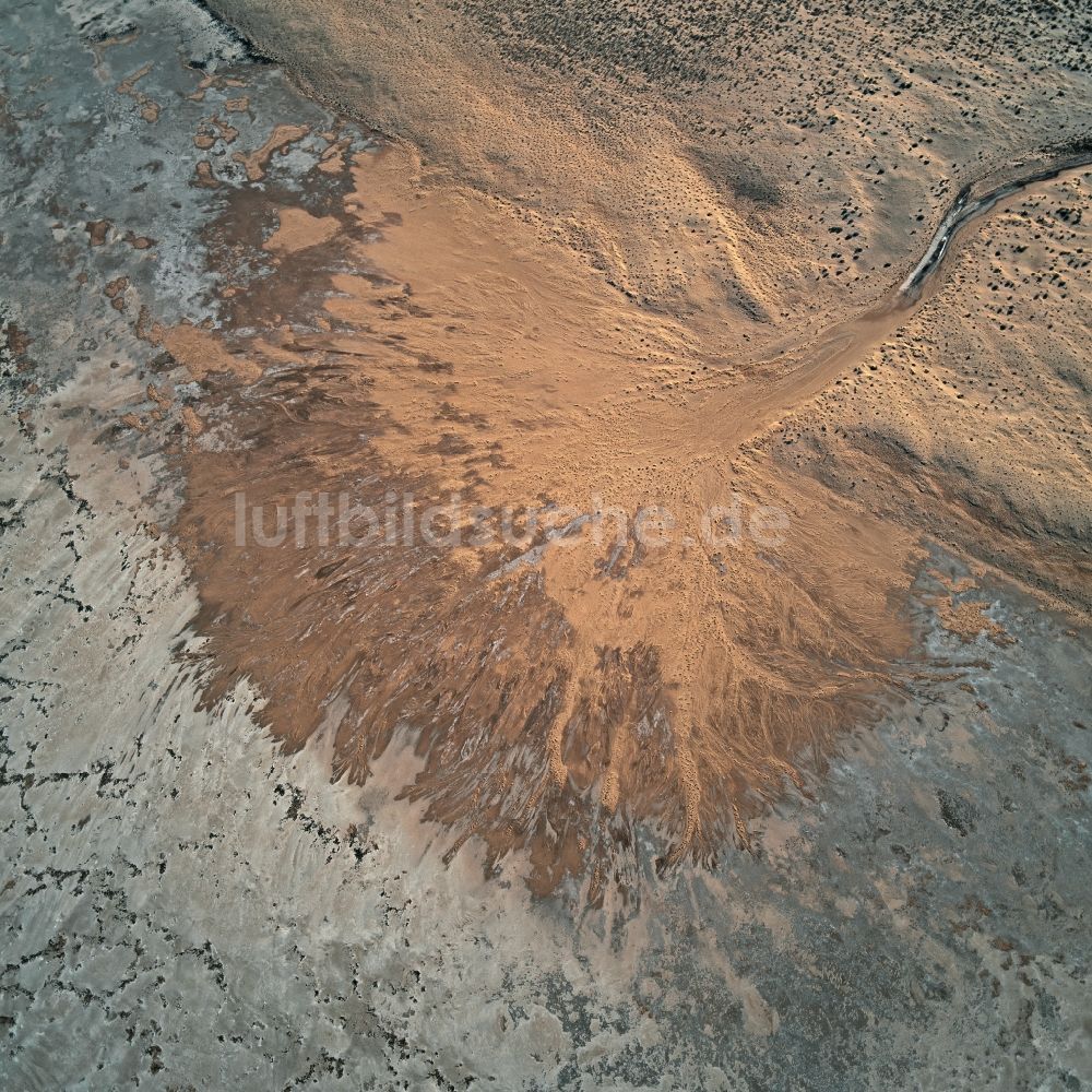 Witchelina aus der Vogelperspektive: Ausgetrocknete Fluß- Delta und Strom- Mündung in den ausgetrockneten Lake Torrens in Witchelina in South Australia, Australien