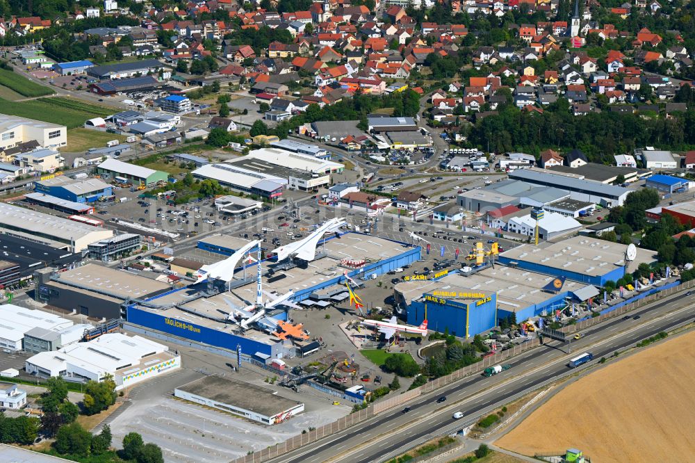 Sinsheim von oben - Aussengelände des Auto & Technik MUSEUM SINSHEIM mit Concorde und TU-144 in Sinsheim im Bundesland Baden-Württemberg, Deutschland