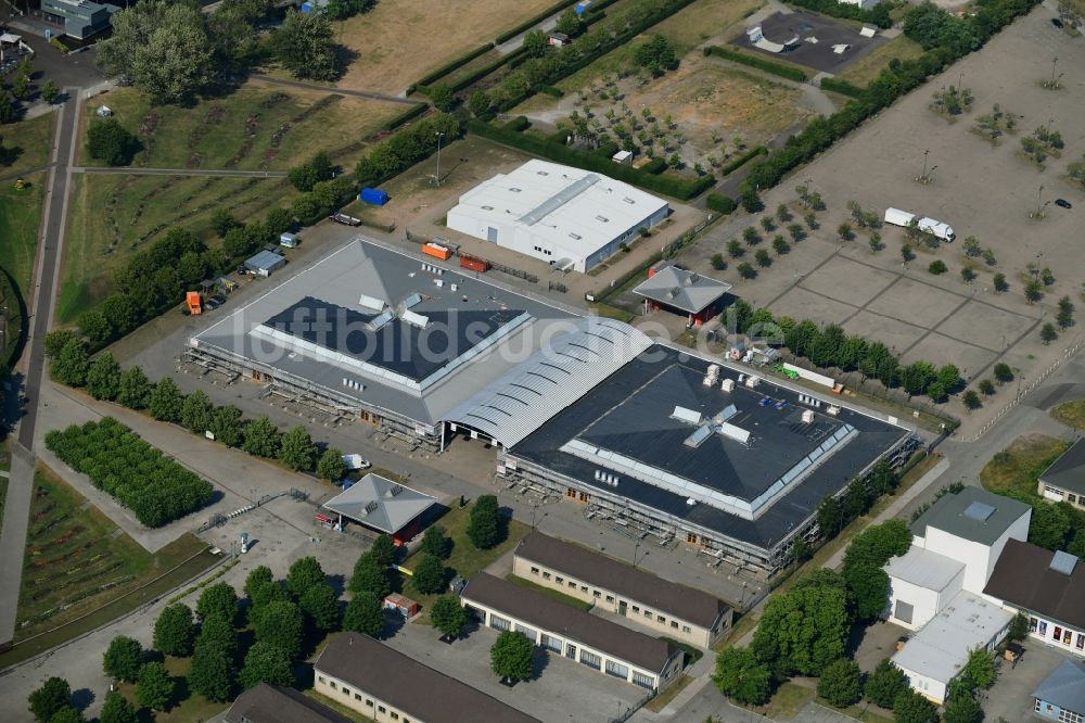 Luftbild Magdeburg - Ausstellungsgelände und Messehallen der Messegesellschaft in Magdeburg im Bundesland Sachsen-Anhalt, Deutschland