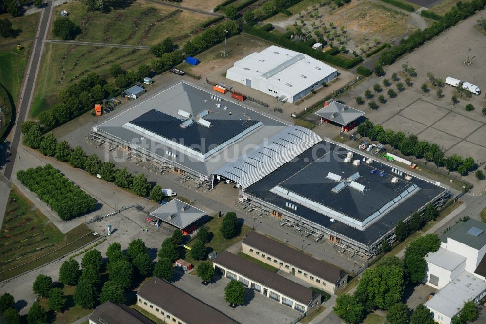 Luftaufnahme Magdeburg - Ausstellungsgelände und Messehallen der Messegesellschaft in Magdeburg im Bundesland Sachsen-Anhalt, Deutschland