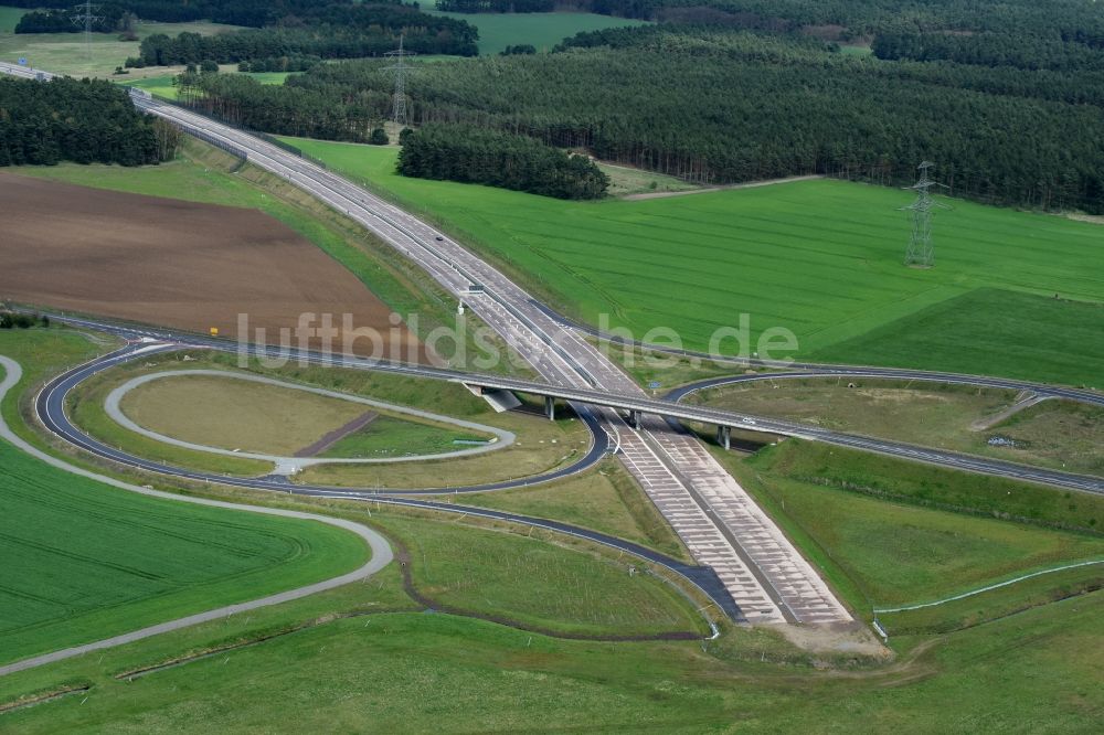 Luftaufnahme Colbitz - Autobahn- Abfahrt der BAB A14 zu B189 in Colbitz im Bundesland Sachsen-Anhalt