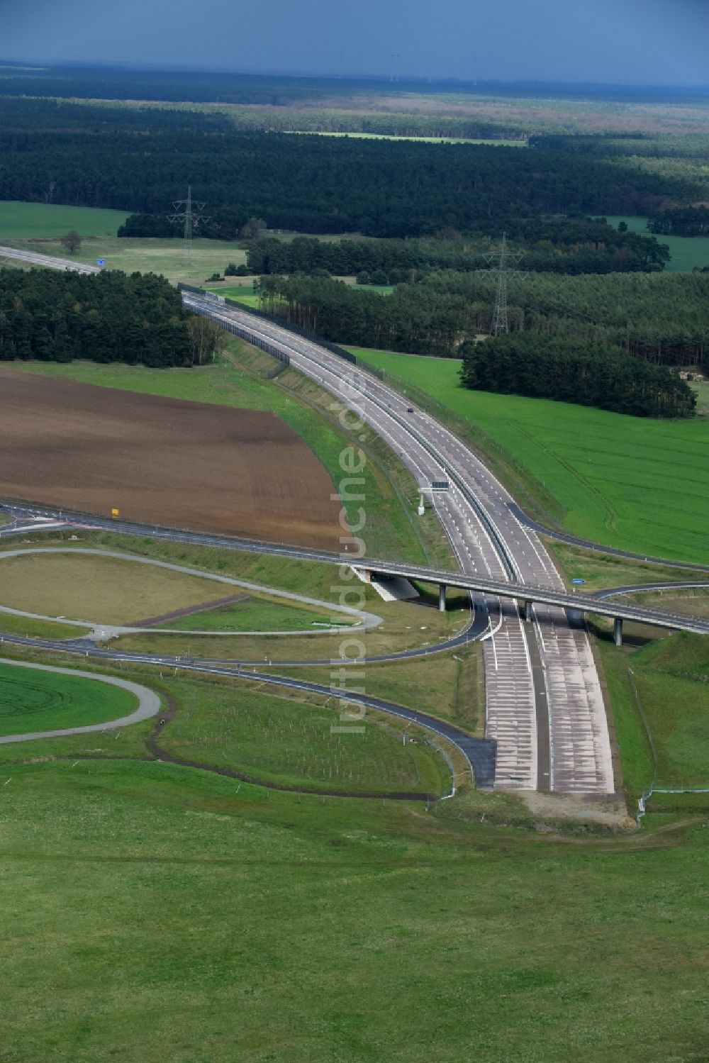 Luftbild Colbitz - Autobahn- Abfahrt der BAB A14 zu B189 in Colbitz im Bundesland Sachsen-Anhalt