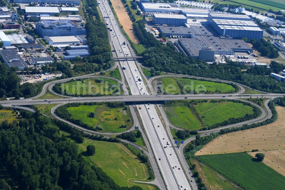 Karlsruhe von oben - Autobahn- Abfahrt der BAB A5 - Karlsruhe-Nord im Bundesland Baden-Württemberg, Deutschland