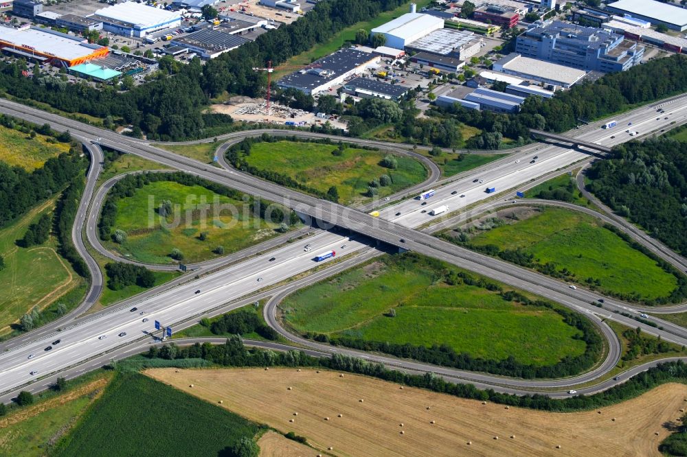 Luftbild Karlsruhe - Autobahn- Abfahrt der BAB A5 - Karlsruhe-Nord im Bundesland Baden-Württemberg, Deutschland