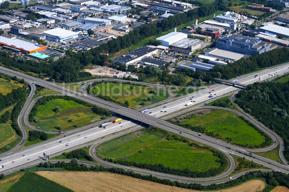 Luftaufnahme Karlsruhe - Autobahn- Abfahrt der BAB A5 - Karlsruhe-Nord im Bundesland Baden-Württemberg, Deutschland