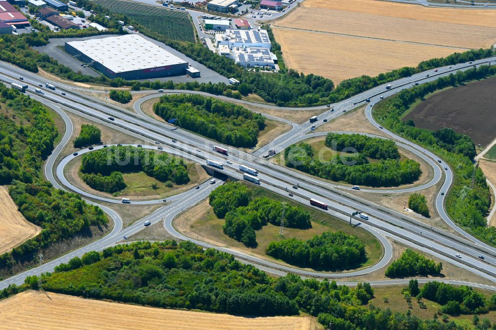 Luftbild Kürnach - Autobahn- Abfahrt der BAB A7 Würzburg/Estenfeld in Kürnach im Bundesland Bayern, Deutschland