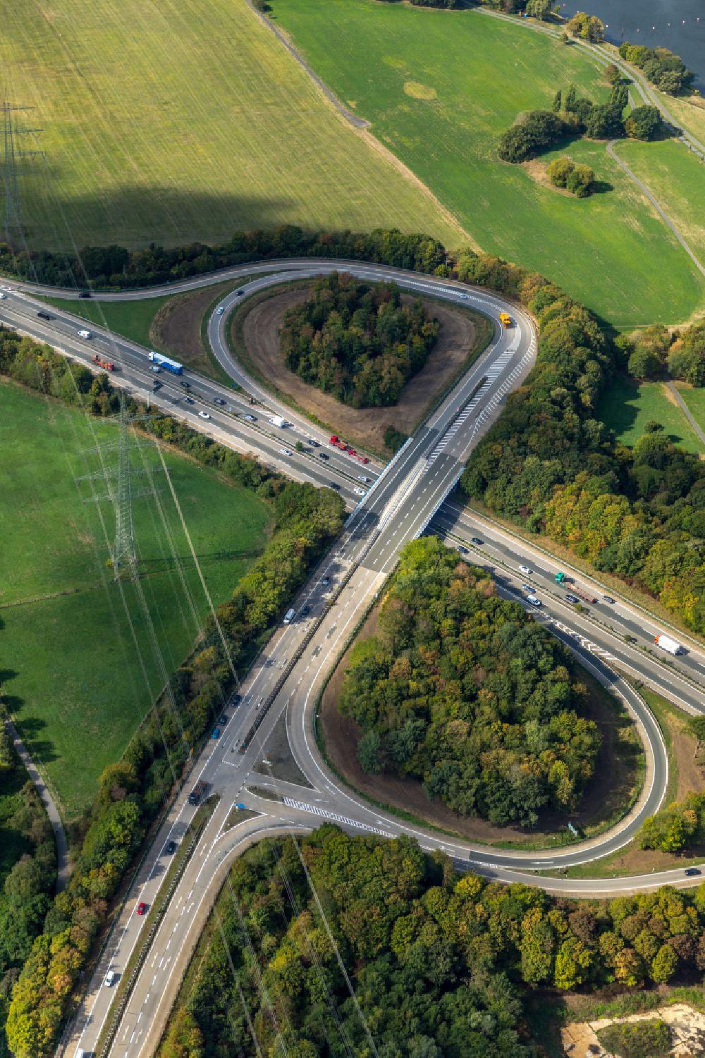 Herbede von oben - Autobahn- Abfahrt Witten-Herbede der Bundesautobahn A43 in Herbede im Bundesland Nordrhein-Westfalen