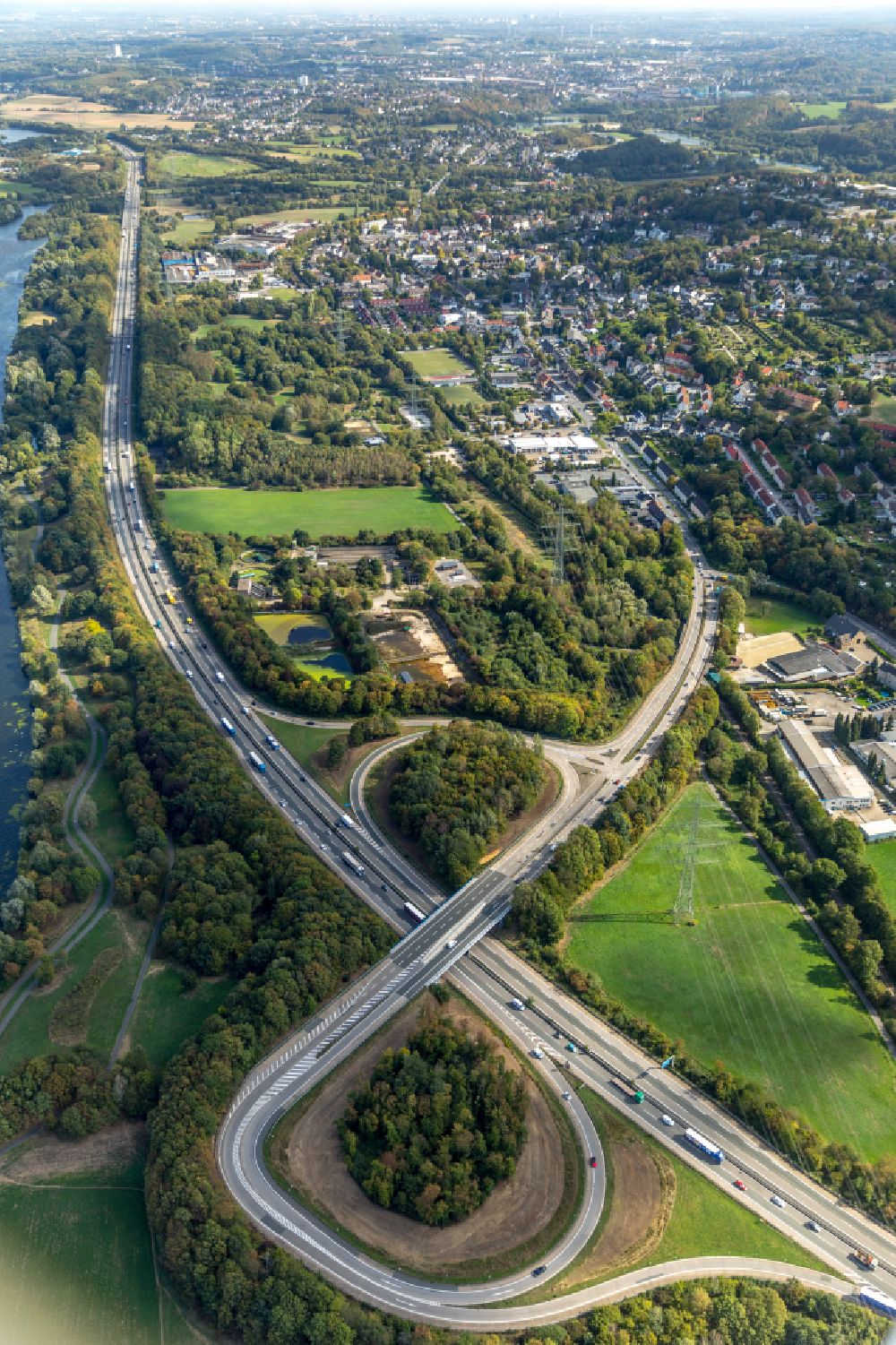 Luftaufnahme Herbede - Autobahn- Abfahrt Witten-Herbede der Bundesautobahn A43 in Herbede im Bundesland Nordrhein-Westfalen