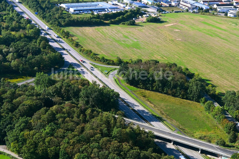 Luftaufnahme Bernau - Autobahn- Anschlussstelle der BAB A11 in Bernau im Bundesland Brandenburg, Deutschland