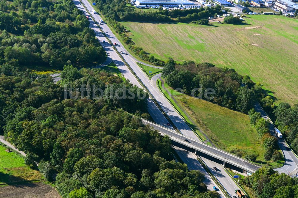 Bernau von oben - Autobahn- Anschlussstelle der BAB A11 in Bernau im Bundesland Brandenburg, Deutschland
