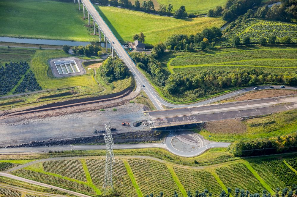 Luftbild Velmede - Autobahn- Anschlussstelle der BAB A46 Bestwig in Velmede im Bundesland Nordrhein-Westfalen, Deutschland