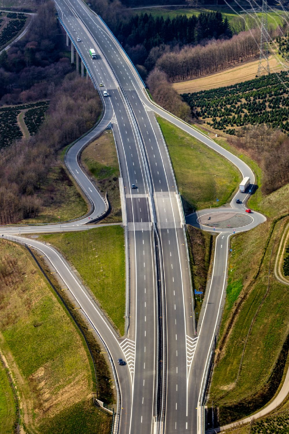 Luftbild Velmede - Autobahn- Anschlussstelle der BAB A46 Bestwig in Velmede im Bundesland Nordrhein-Westfalen, Deutschland