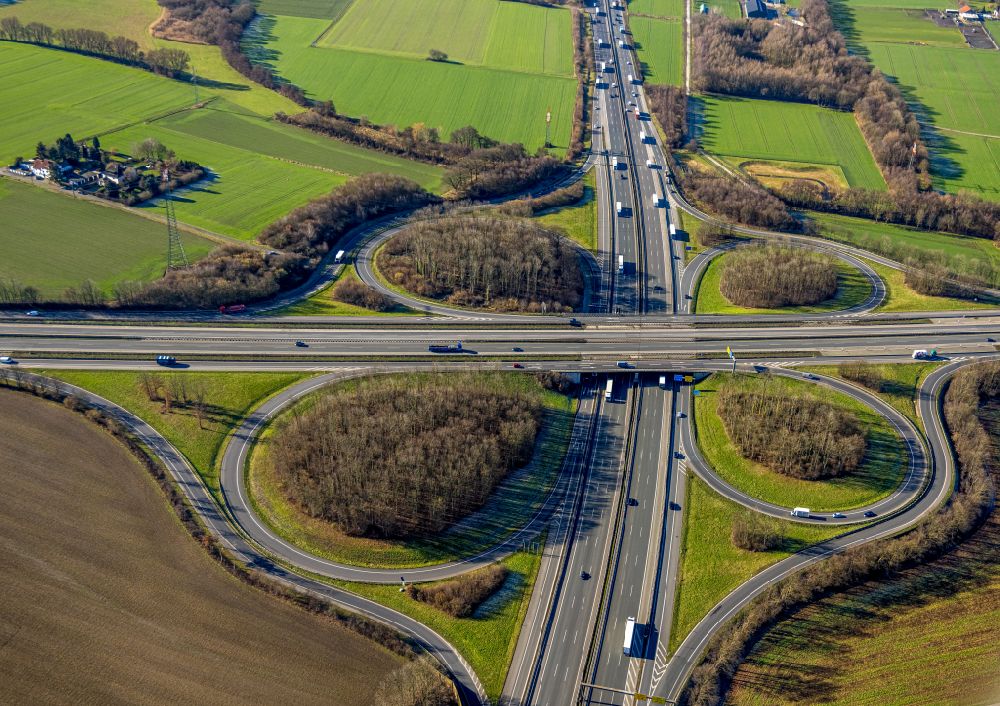 Luftaufnahme Dortmund - Autobahn- Anschlussstelle der BAB A2 Dortmund-Nordost in Dortmund im Bundesland Nordrhein-Westfalen, Deutschland