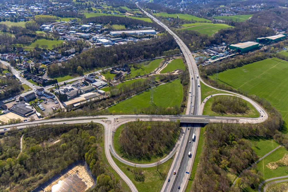 Luftbild Herbede - Autobahn- Anschlussstelle der BAB A43 in Herbede im Bundesland Nordrhein-Westfalen, Deutschland
