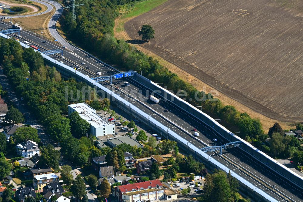 Luftaufnahme Hamburg - Autobahn- Anschlussstelle der BAB A7 Schnelsen-Nord in Hamburg, Deutschland