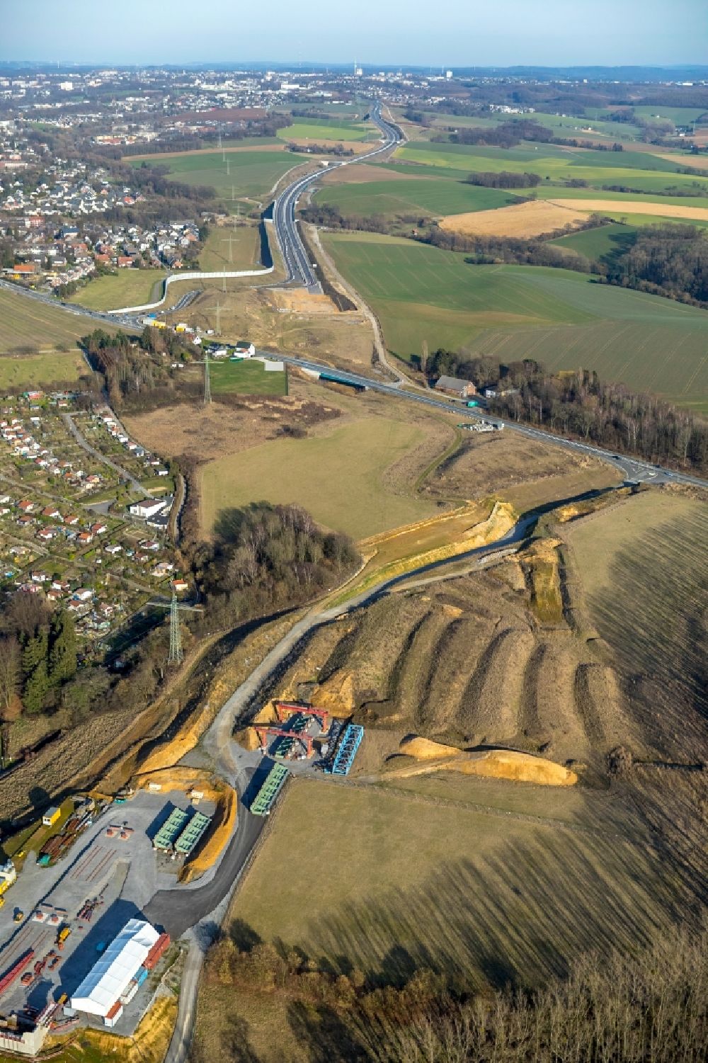 Luftbild Heiligenhaus - Autobahn- Ausbau und Spur- Verbreiterung im Streckenverlauf der BAB A44 im Bereich Höfermühle Süd in Heiligenhaus im Bundesland Nordrhein-Westfalen