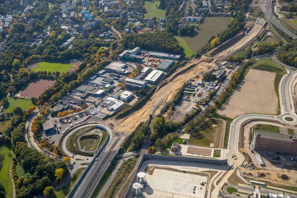 Luftbild Bochum - Autobahn- Ausbau und Spur- Verbreiterung im Streckenverlauf der BAB A44 in Bochum im Bundesland Nordrhein-Westfalen