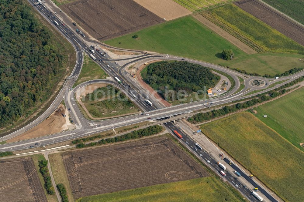 Luftbild Ringsheim - Autobahn- Ausbau und Spur- Verbreiterung im Streckenverlauf der BAB A5 in Ringsheim im Bundesland Baden-Württemberg, Deutschland