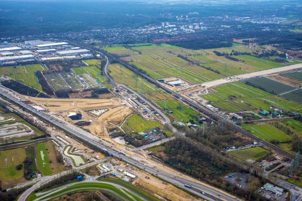 Luftaufnahme Hamburg - Autobahn- Baustellen entlang der Trasse und des Streckenverlaufes Anschußstelle A26 A7 in Hamburg, Deutschland