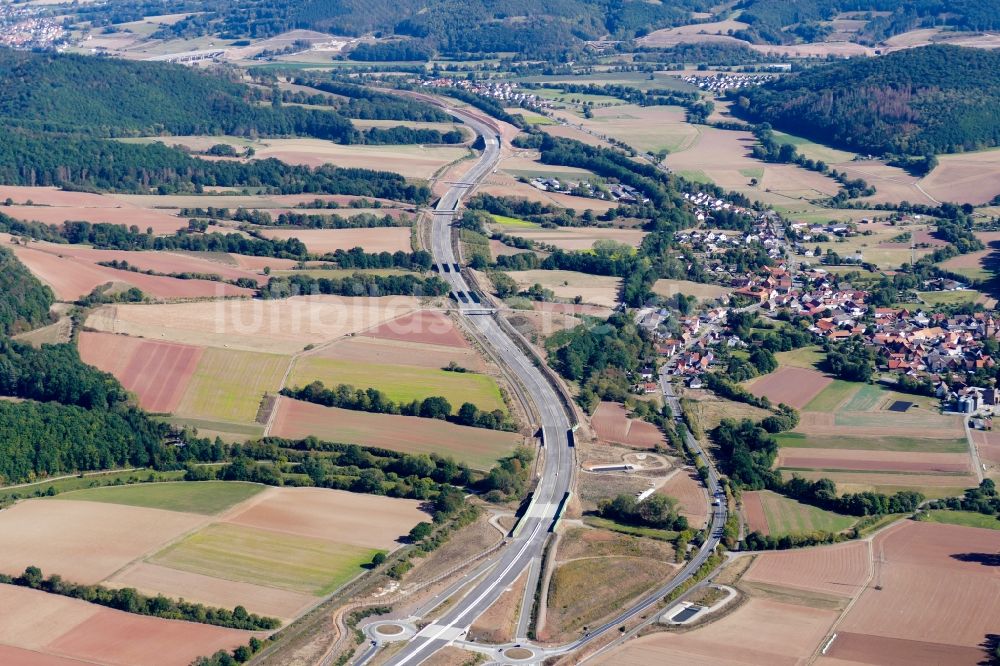 Luftbild Waldkappel - Autobahn- Baustellen entlang der Trasse und des Streckenverlaufes des Autobahn A 44 in Waldkappel im Bundesland Hessen, Deutschland