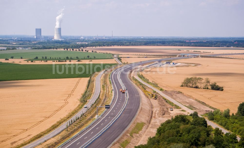 Luftbild Rötha - Autobahn- Baustellen entlang der Trasse und des Streckenverlaufes der BAB A72 in Rötha im Bundesland Sachsen, Deutschland