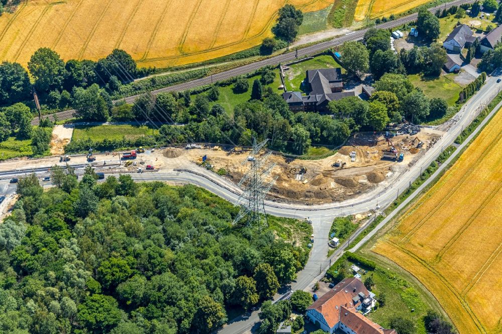 Witten von oben - Autobahn- Baustellen entlang der Trasse und des Streckenverlaufes der BAB A44 in Witten im Bundesland Nordrhein-Westfalen, Deutschland