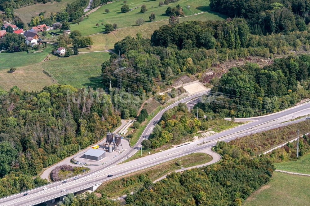 Luftaufnahme Rheinfelden (Baden) - Autobahn- Baustellen entlang der Trasse und des Streckenverlaufes A98 in Rheinfelden (Baden) im Bundesland Baden-Württemberg, Deutschland