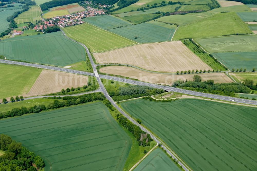 Luftaufnahme Friedland - Autobahn- Brückenbauwerk der BAB A38 in Friedland im Bundesland Niedersachsen, Deutschland
