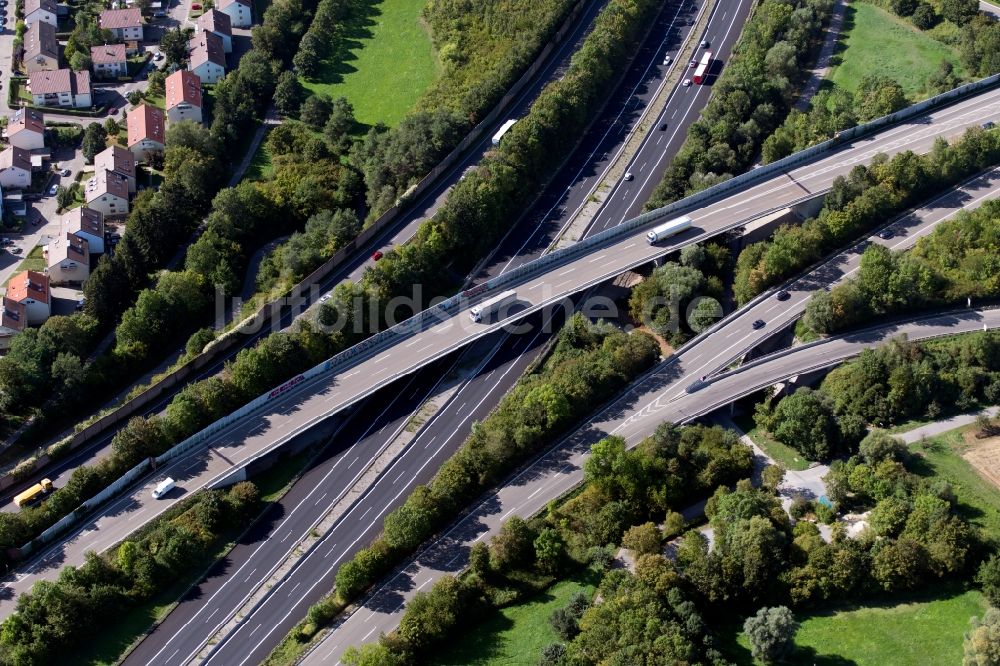 Luftbild Weinsberg - Autobahn- Brückenbauwerk der BAB A81 in Weinsberg im Bundesland Baden-Württemberg, Deutschland