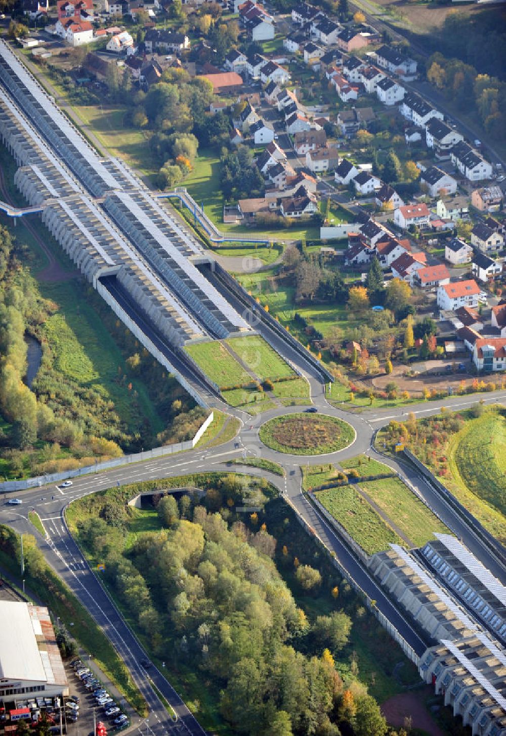 Luftbild Goldbach - Autobahn / freeway A3 in Goldbach