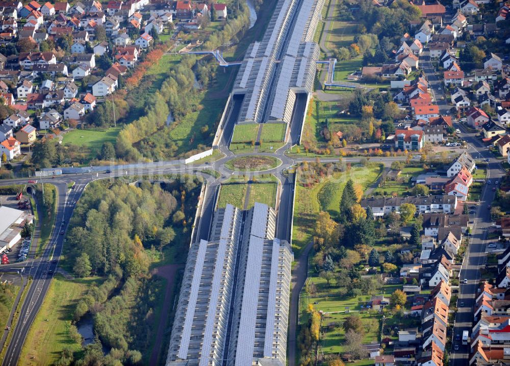 Goldbach aus der Vogelperspektive: Autobahn / freeway A3 in Goldbach