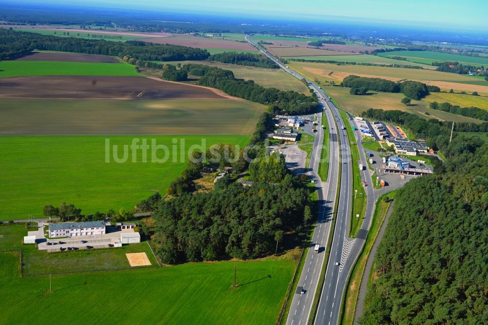 Luftbild Stolpe - Autobahn- Tank- und Rastplatz der BAB A24 in Stolpe im Bundesland Mecklenburg-Vorpommern, Deutschland