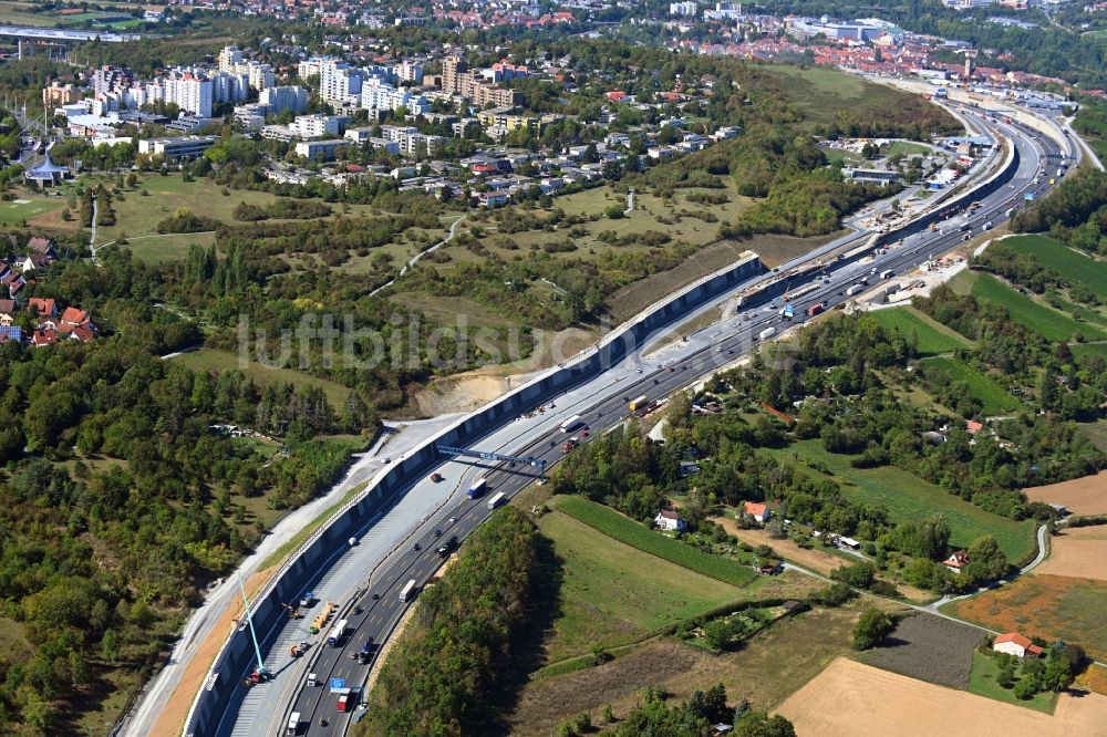 Luftbild Würzburg - Autobahn- Trasse und Streckenverlauf der BAB A3 in Würzburg im Bundesland Bayern, Deutschland