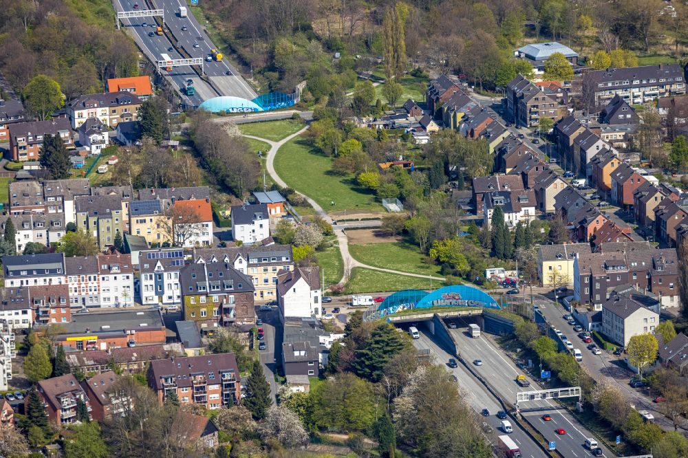 Luftbild Gelsenkirchen - Autobahn- Tunnelbauwerk der BAB A2 in Gelsenkirchen im Bundesland Nordrhein-Westfalen, Deutschland