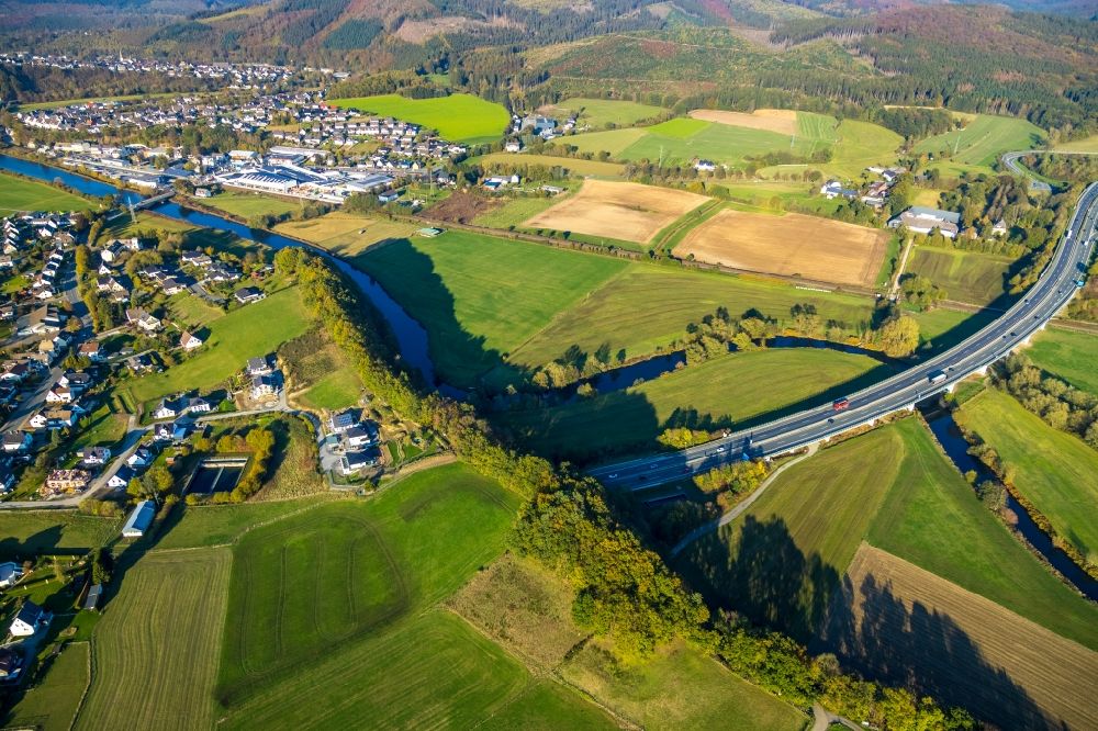 Luftbild Olpe - Autobahn- Tunnelbauwerk der BAB A46 in Olpe im Bundesland Nordrhein-Westfalen, Deutschland