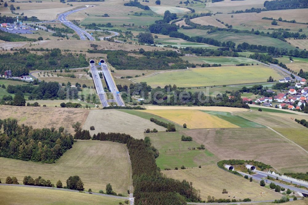 Luftaufnahme Walburg - Autobahn- Tunnelbauwerk der BAB A44 in Walburg im Bundesland Hessen, Deutschland