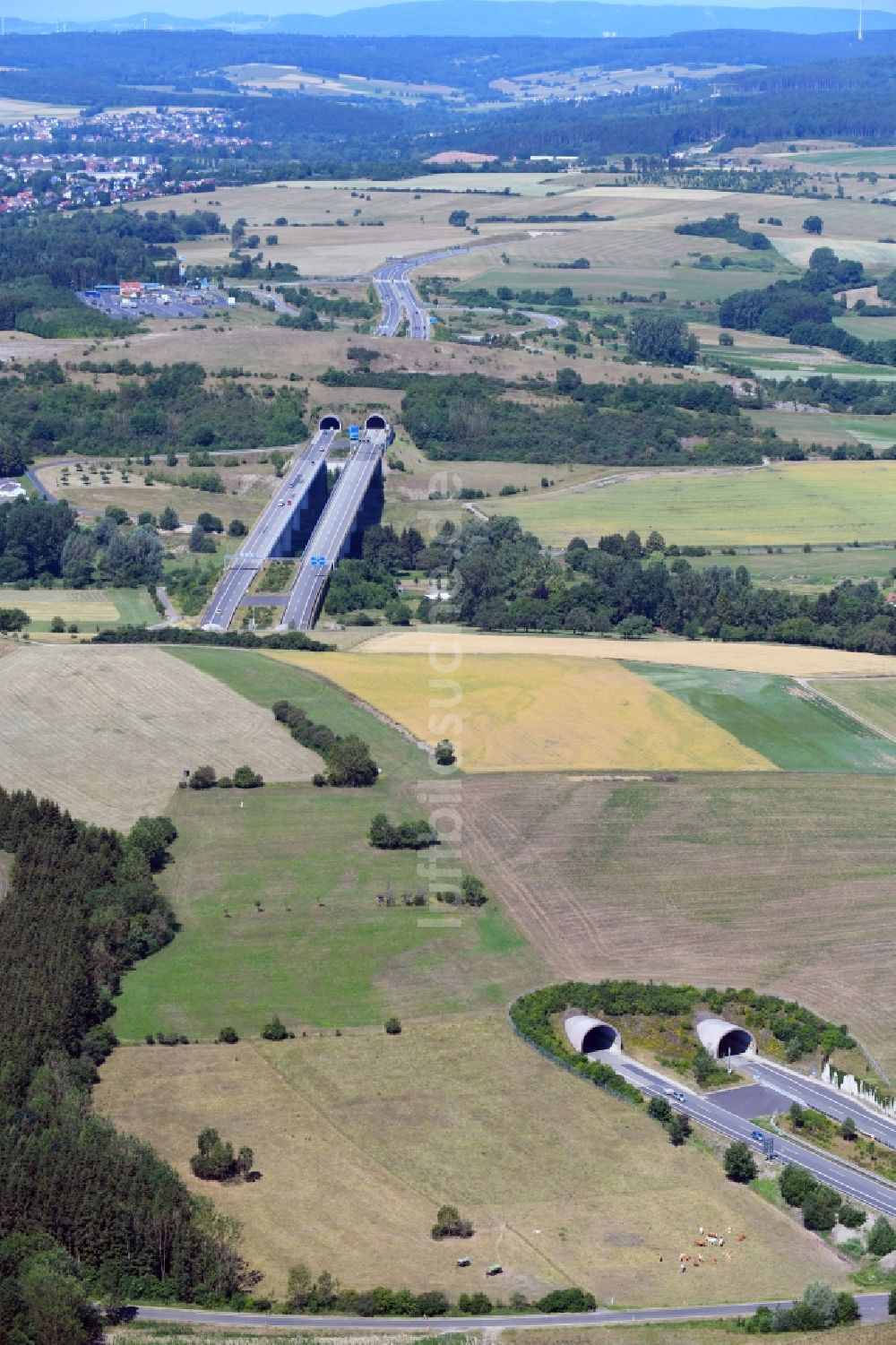 Luftbild Walburg - Autobahn- Tunnelbauwerk der BAB A44 in Walburg im Bundesland Hessen, Deutschland
