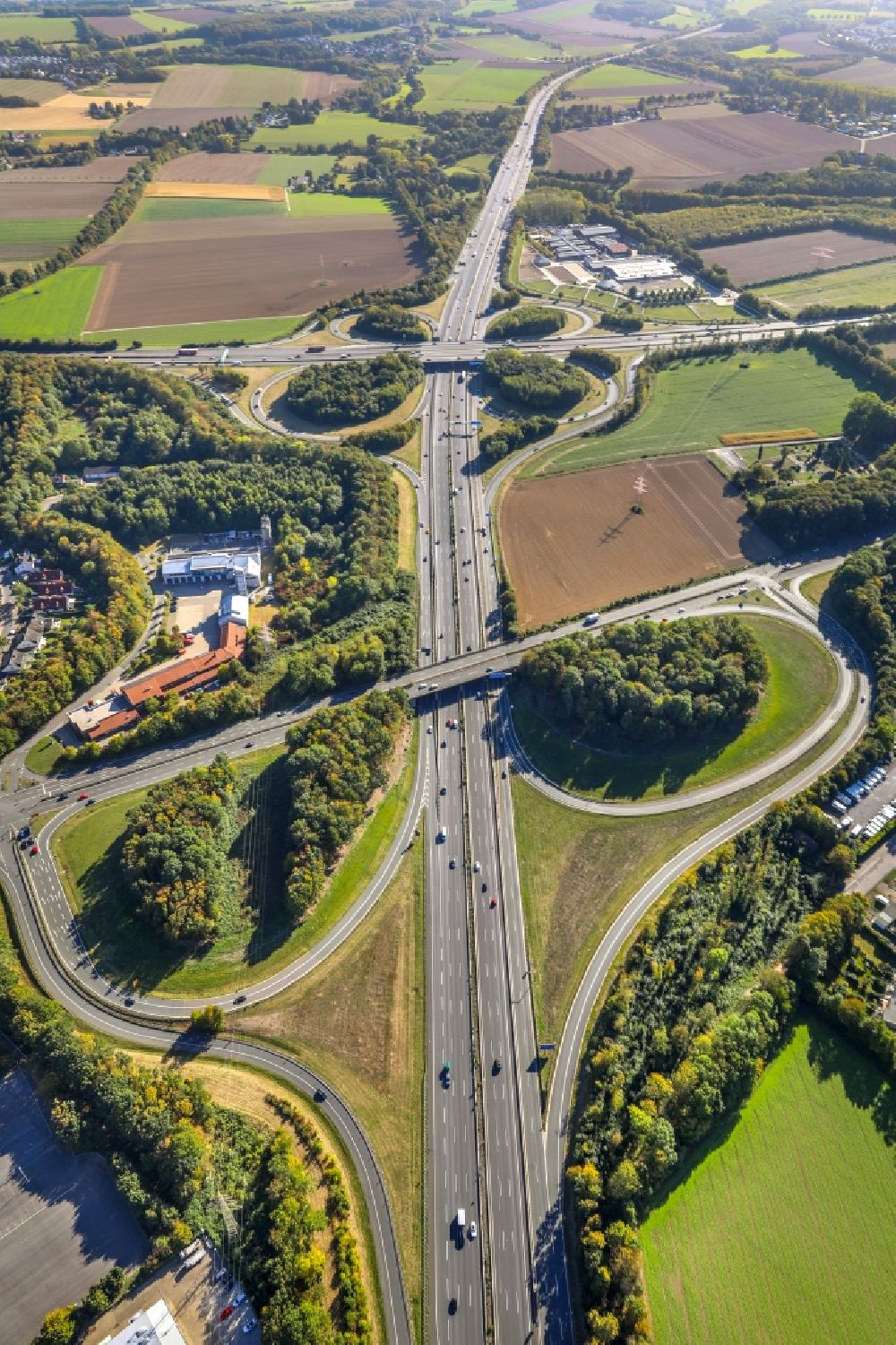 Luftbild Unna - Autobahndreieck- Abfahrt der BAB A1 Dortmund Unna und der Bundesstraße B1 in Unna im Bundesland Nordrhein-Westfalen, Deutschland