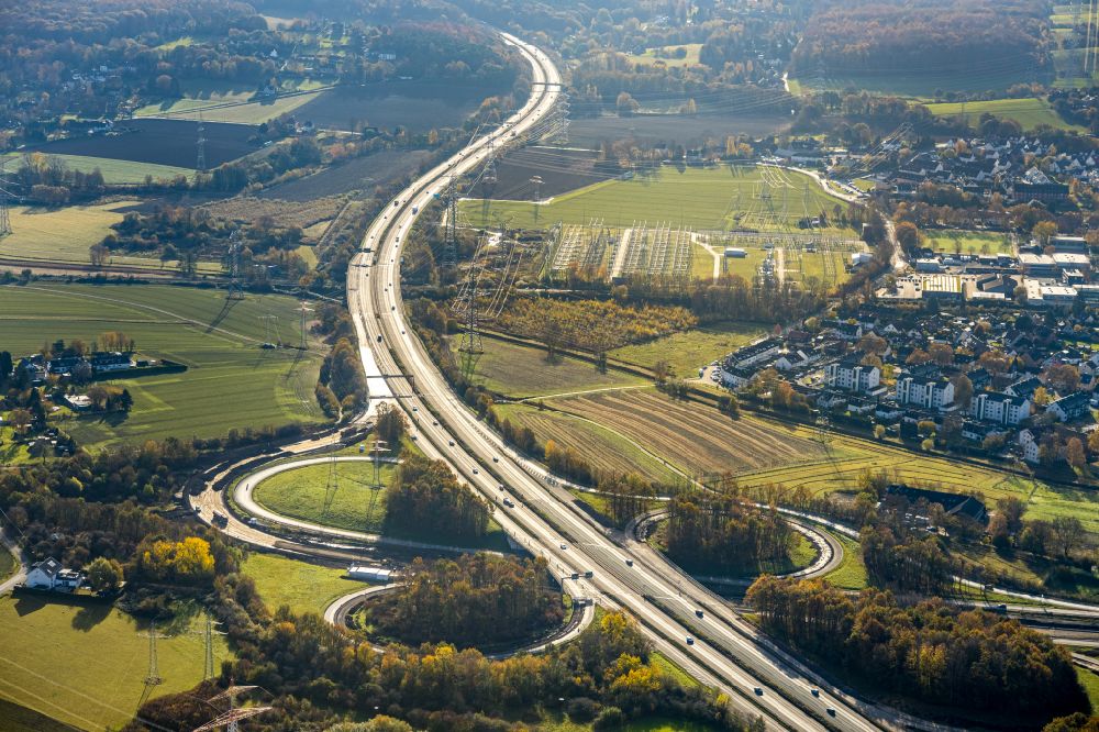 Luftbild Dortmund - Autobahndreieck- Abfahrt der BAB A44 A45 Dreieck Dortmund/Witten im Ortsteil Hombruch in Dortmund im Bundesland Nordrhein-Westfalen