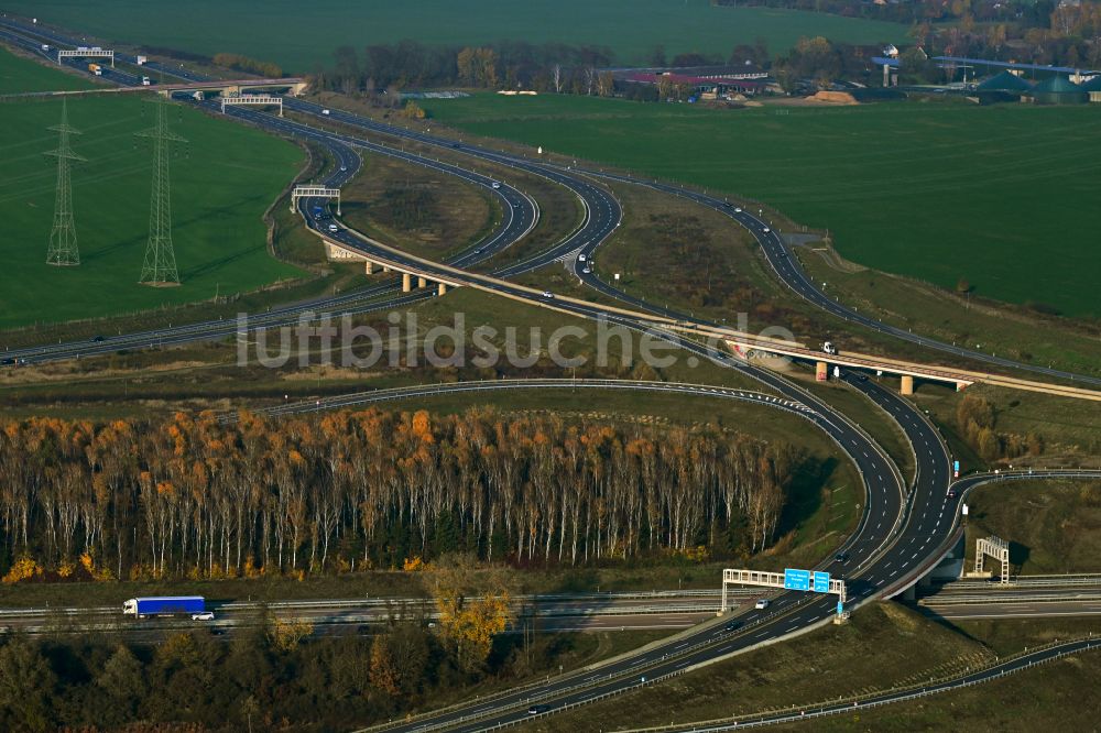 Schwanebeck aus der Vogelperspektive: Autobahndreieck der BAB A10 - A11 Dreieck Barnim in Schwanebeck im Bundesland Brandenburg, Deutschland