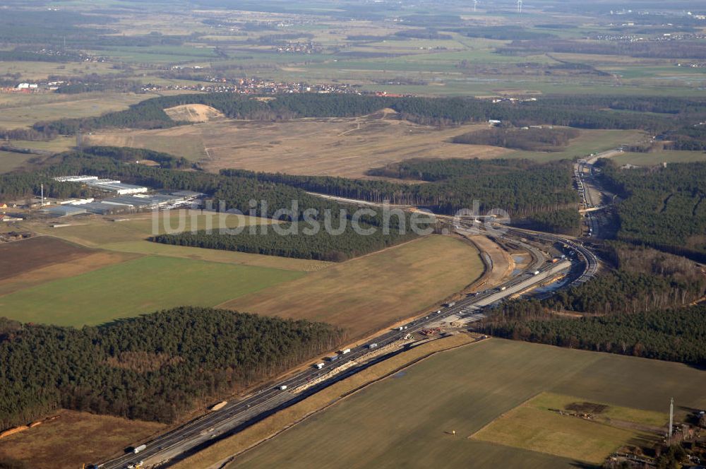Nuthetal bei Saarmund / BRB aus der Vogelperspektive: Autobahndreieck Nuthetal wird umgebaut