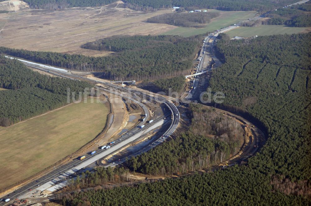 Luftbild Nuthetal bei Saarmund / BRB - Autobahndreieck Nuthetal wird umgebaut