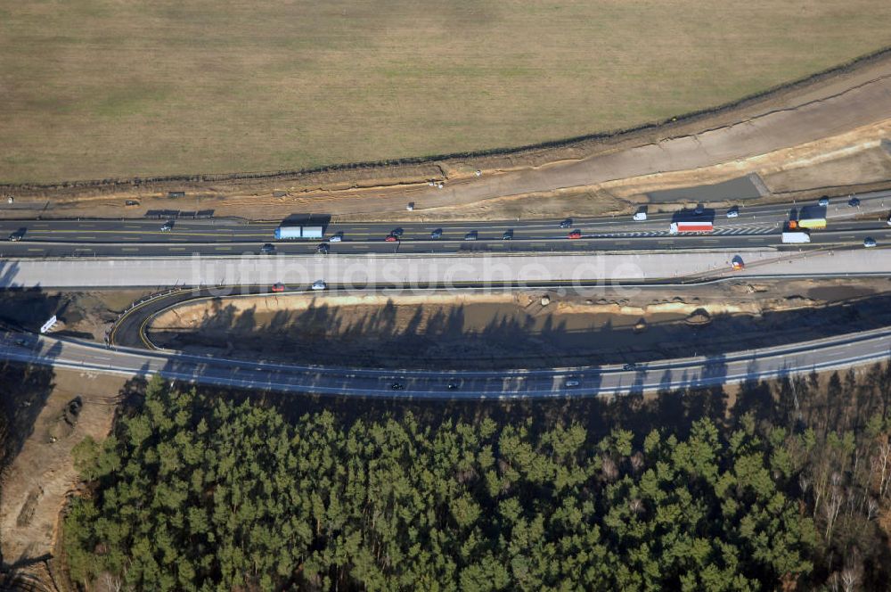 Luftaufnahme Nuthetal bei Saarmund / BRB - Autobahndreieck Nuthetal wird umgebaut