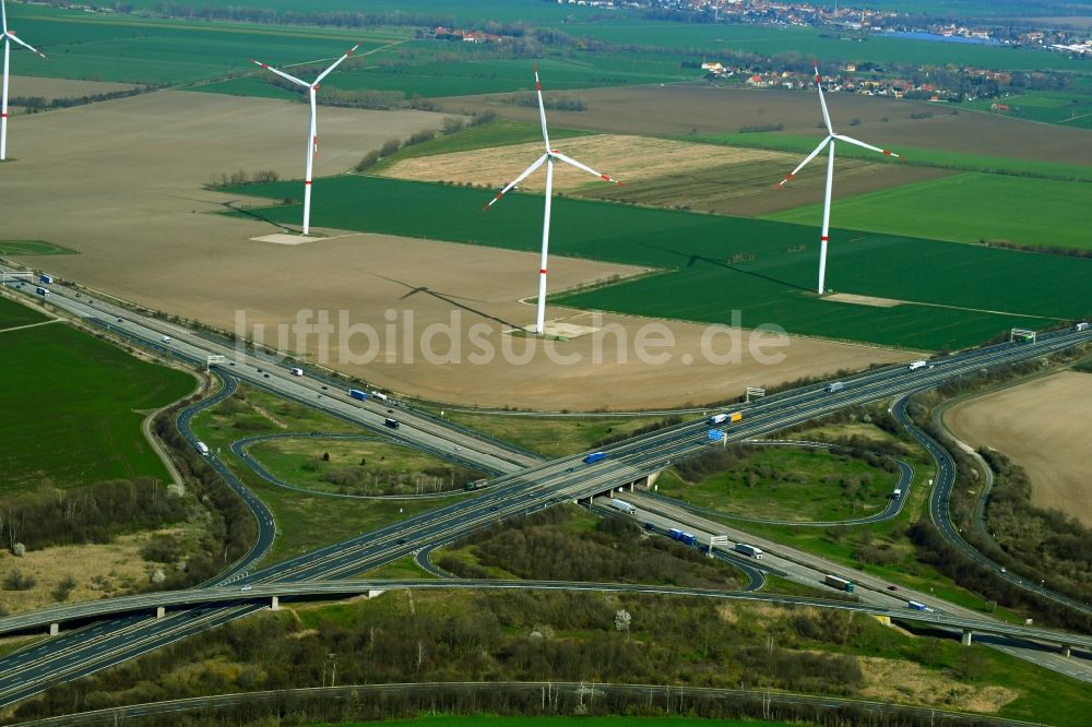 Luftbild Lützen - Autobahnkreuz der BAB 9 - BAB 38 Rippachtal in Lützen im Bundesland Sachsen-Anhalt, Deutschland