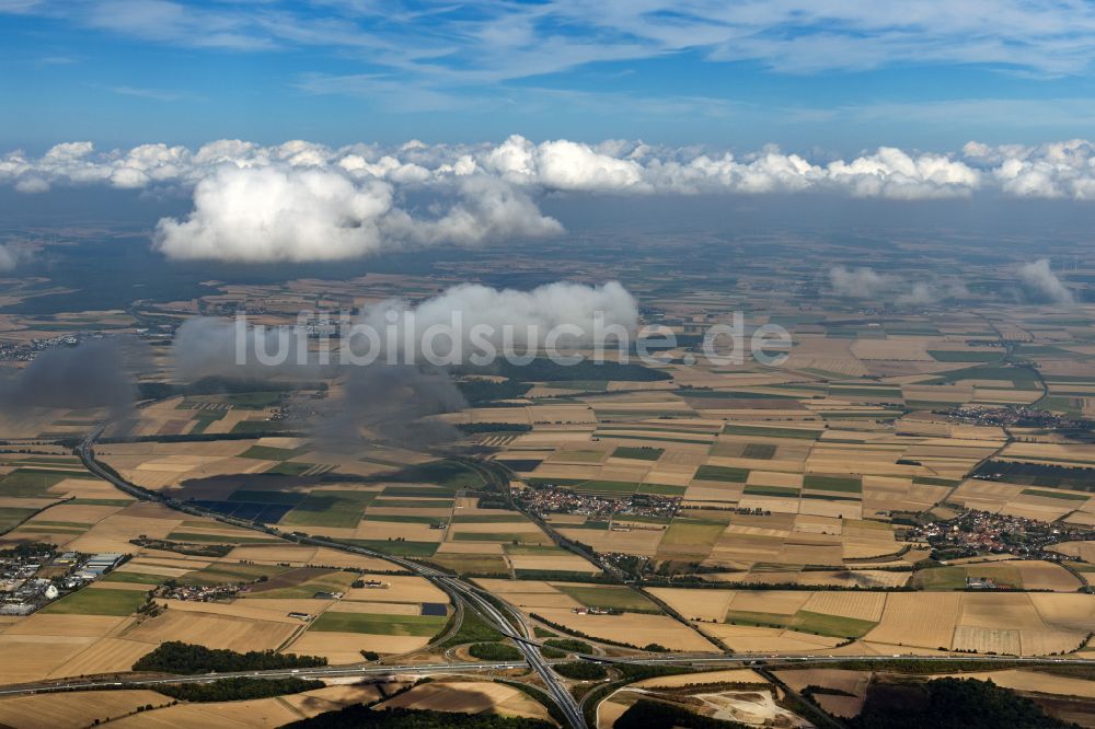 Biebelried aus der Vogelperspektive: Autobahnkreuz der BAB A3 A7 in Biebelried im Bundesland Bayern, Deutschland