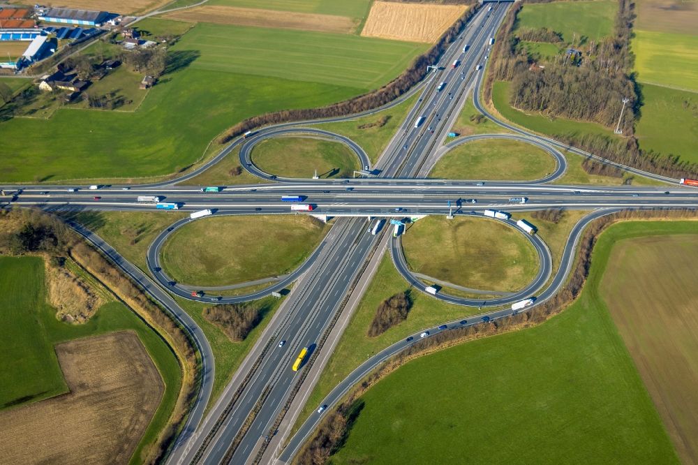 Luftbild Lotte - Autobahnkreuz der BAB A30 - A1 Kreuz Lotte/Osnabrück in Lotte im Bundesland Nordrhein-Westfalen, Deutschland